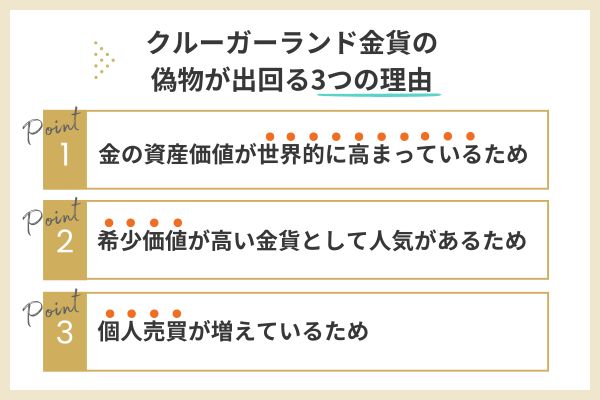 クルーガーランド金貨の偽物が出回る3つの理由