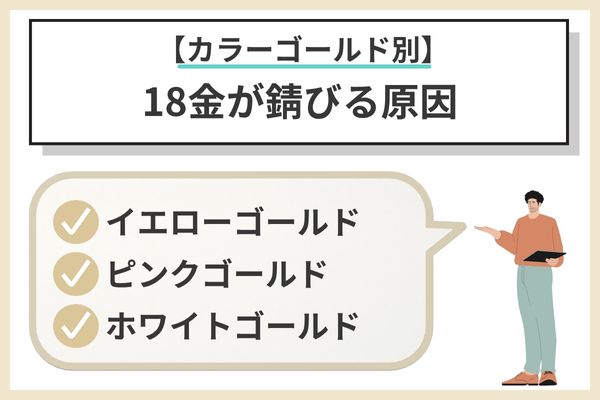 【カラーゴールド別】18金が錆びる原因